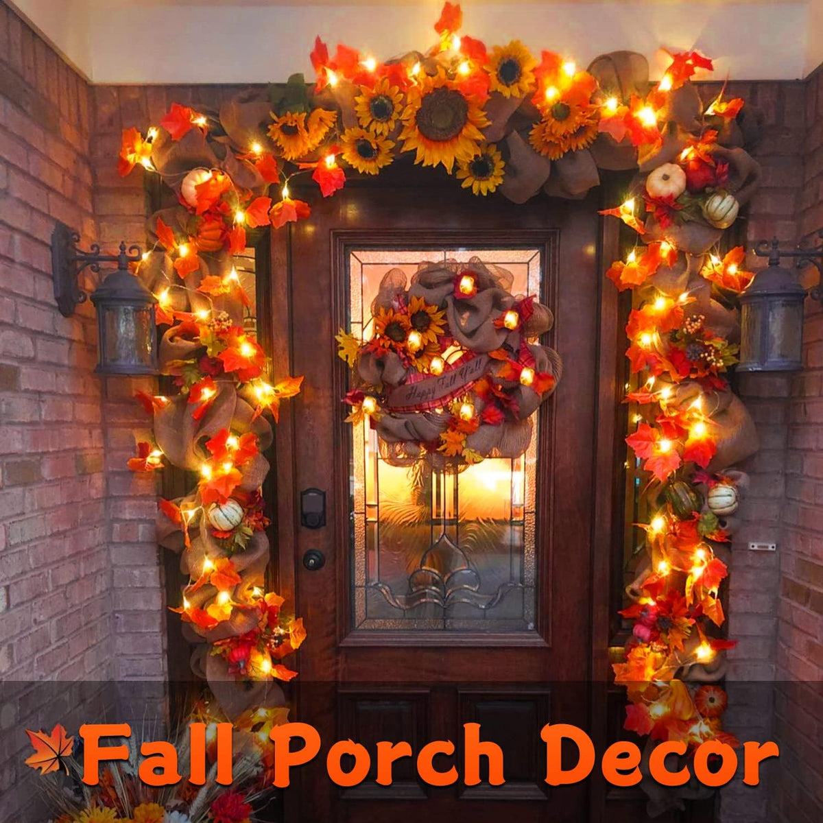 YEGUO 2 Packs Fall Lights Battery Operated for Thanksgiving Decorations, Total 20ft 40 LED Lighted Fall Garland Maple Leaves for Home Autumn Harvest Fall Halloween Holiday Party