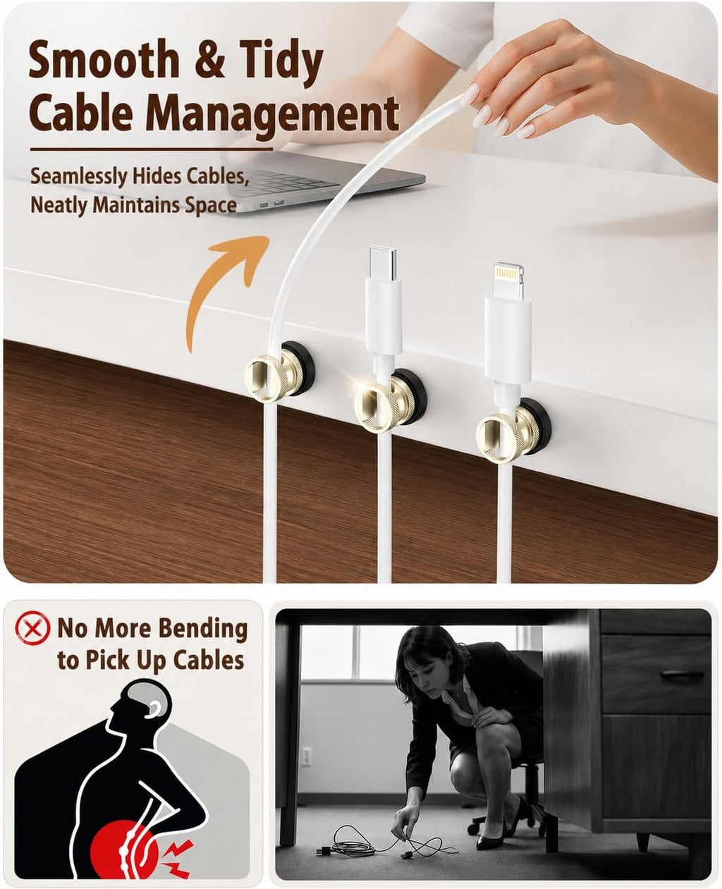 Viaky Magnetic Cord Holder,3 Pack Charger Holders for Cords