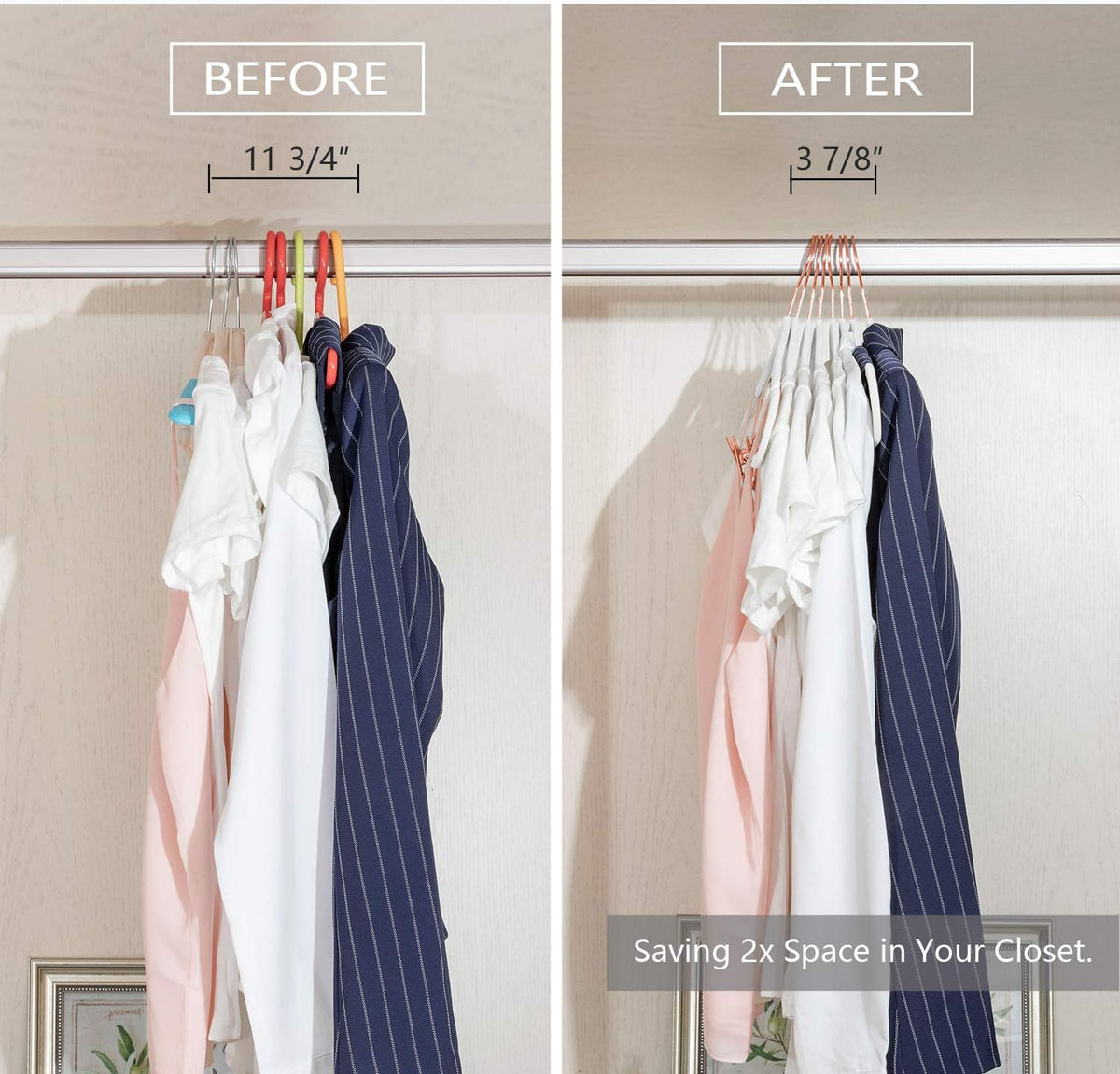 MIZGI Premium Velvet Pants Hangers with Clips (Pack of 20) Slim Skirt Hangers- Non Slip Felt Outfit Dress Hangers White - Copper/Rose Gold Hooks,Space Saving Shirt Clothes Hangers