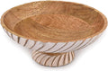 NIRMAN FRUIT BOWL Mango Wood Fruit Bowl Pedestal Bowl for Table Décor, Wooden Fruit Bowl for Kitchen Counter Pedestal Fruit Bowl, Dried Fruit (12" X 12" X 4.75")
