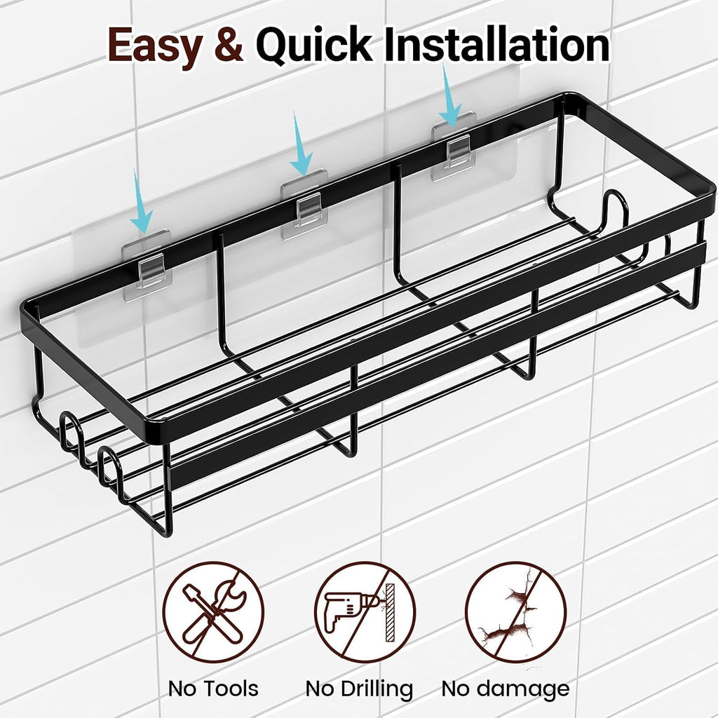 WOWBOX 6 Pack Adhesive Shower Caddies, No Drill Bathroom Shelves, Large