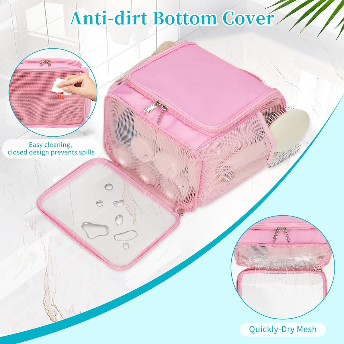 Mesh Shower Caddy Portable, Toiletry Bags for Travel, Pink