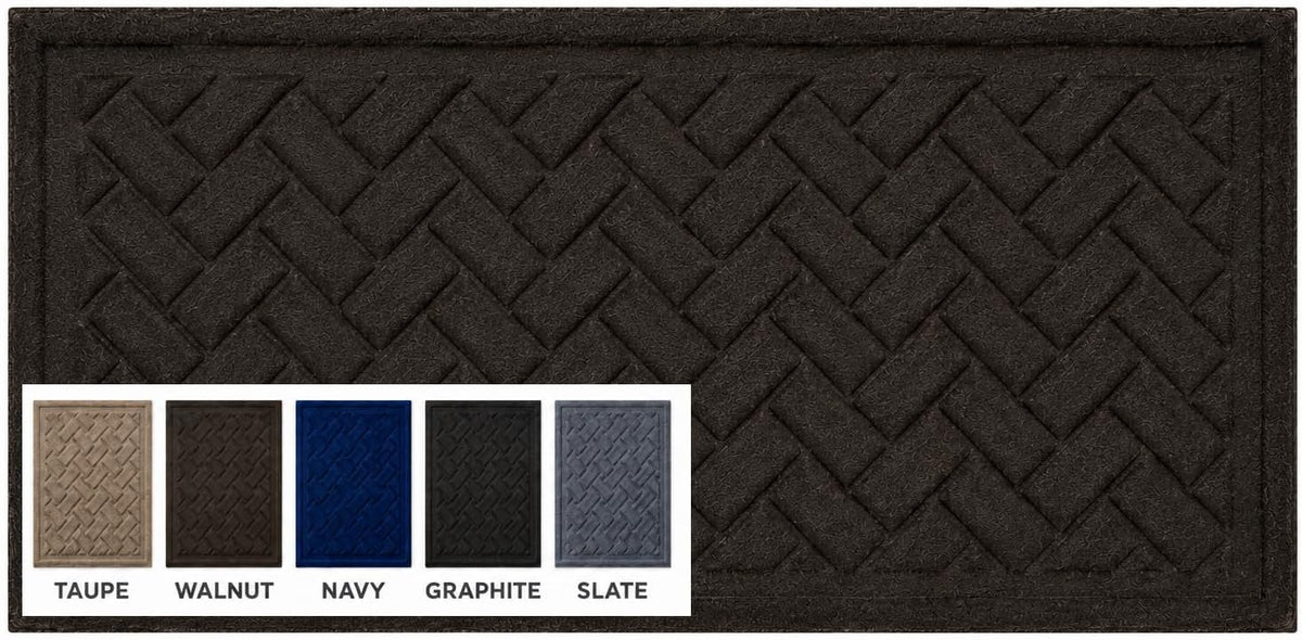 Mats Inc. Artisan Entry Boot Tray Brick Design, Indoor Mats for Entryway, Durable & Easy to Clean Tray for Boots, Anti-Slip & Water-Resistant for Front Room, Made in The USA, 15" x 36", Walnut