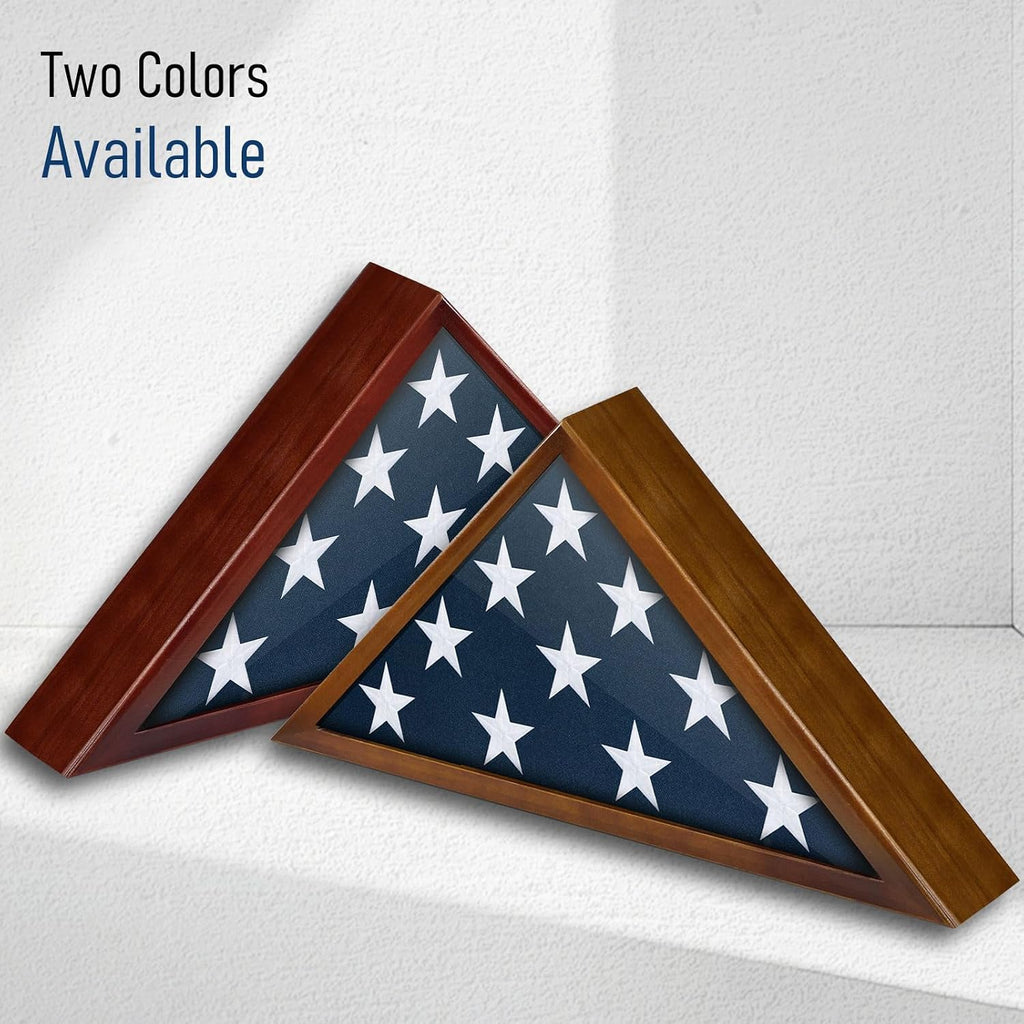 Flag Display Case for 3x5 Burial Flag - Solid Wood - Glass Front