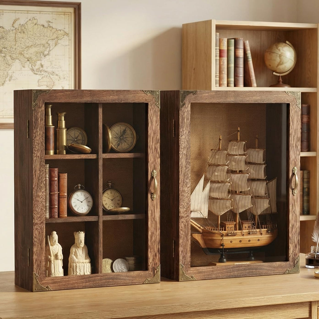 Shadow Box Frame 12x16, 4.7" Overall Depth, Display Case with Removable Shelves & 6 Compartments, Large Memory Box for Photos, Keepsakes, Wedding, Collectibles