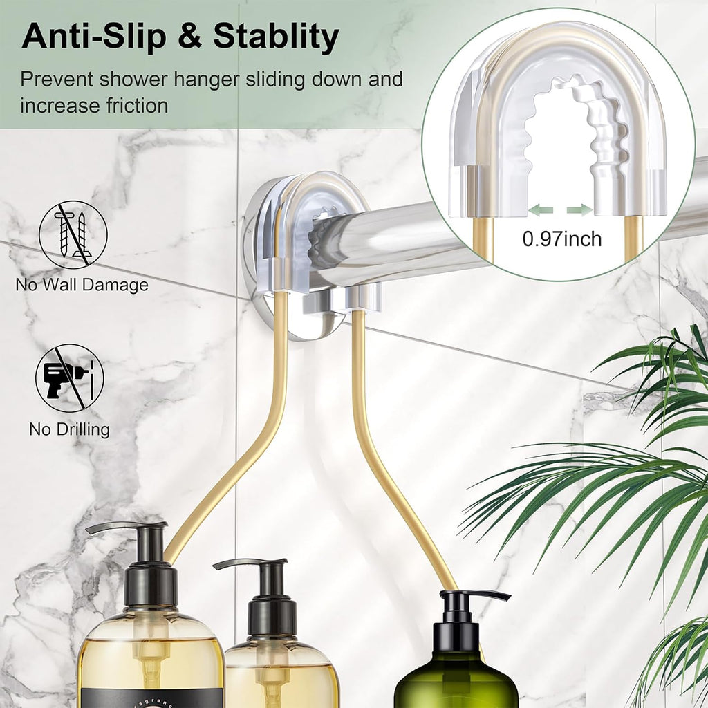 SRIWATANA Shower Caddy Hanging, Shower Organizer with Razor Hooks, Gold
