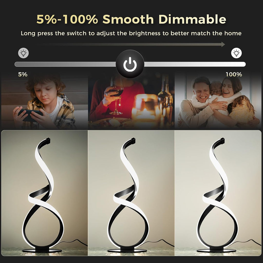Modern Cool LED Table Lamp, Spiral Touch Control Desk Light