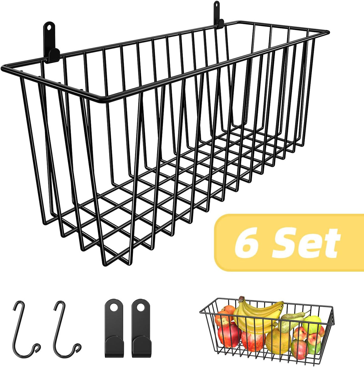 Simple Trending 6 Pack Wire Basket Wall Mount Hanging Baskets