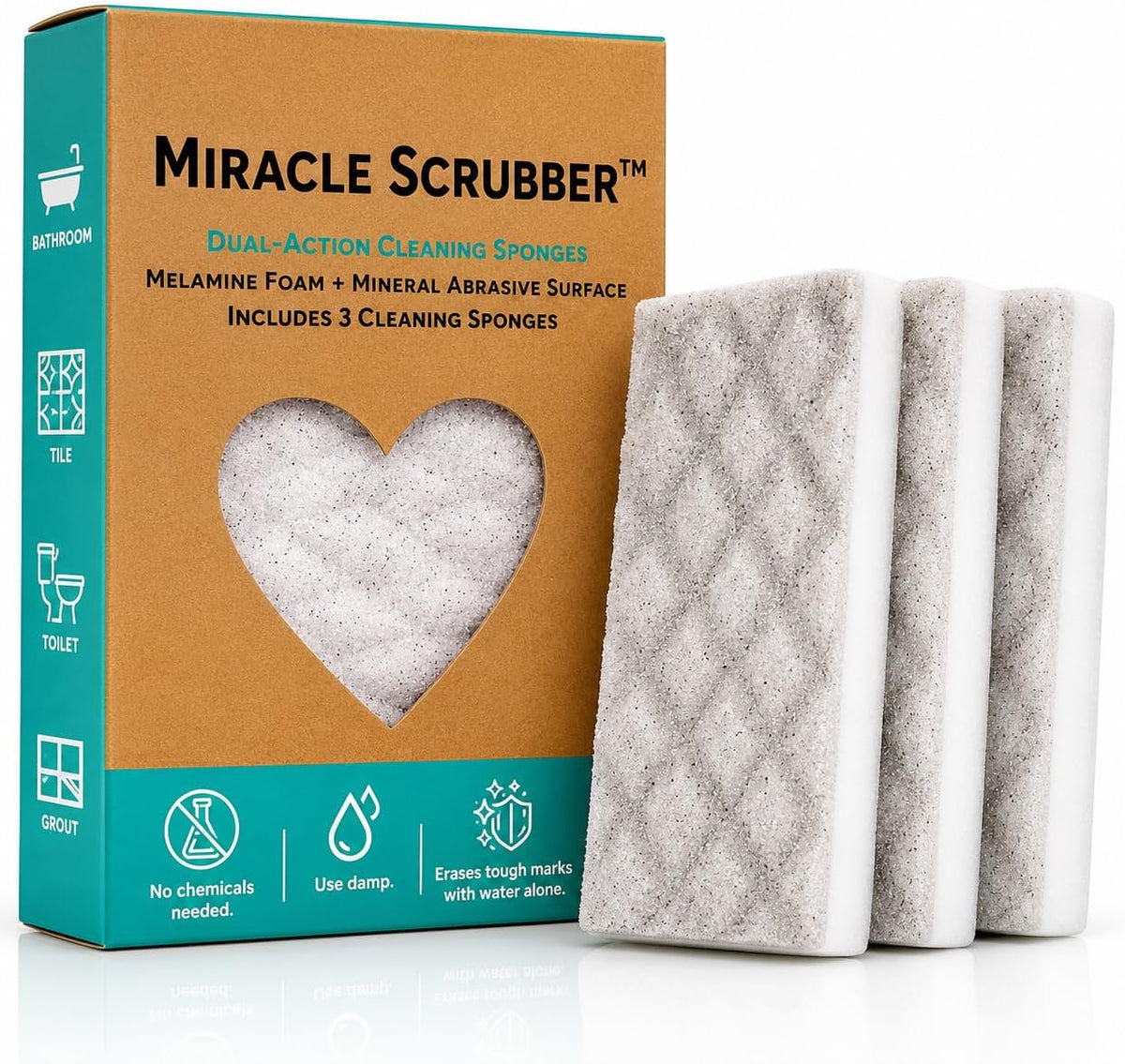 Dual-Action Cleaning Sponge, 3 Pack