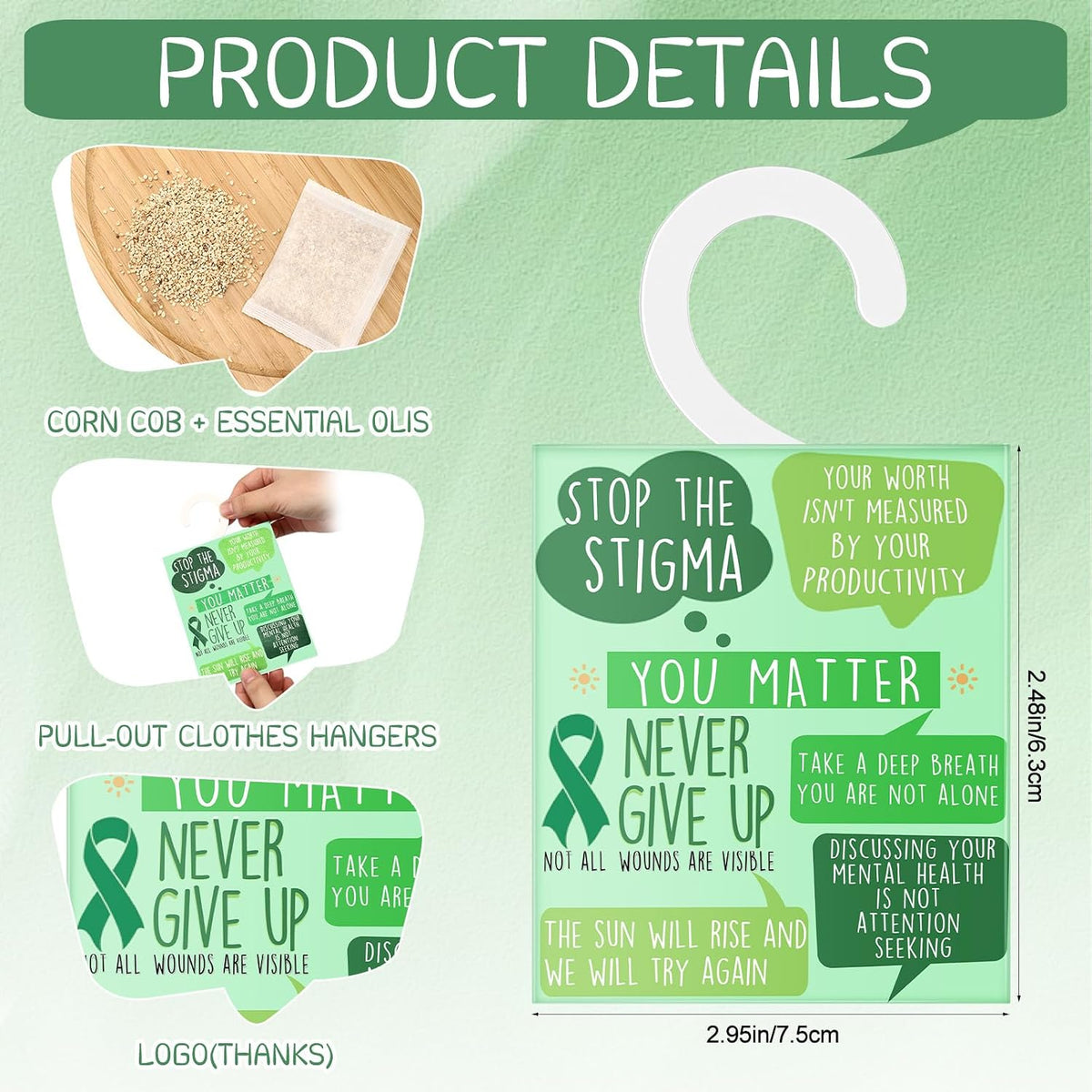 50 Pcs Mental Health Awareness Scents Sachets Bulk with Quote