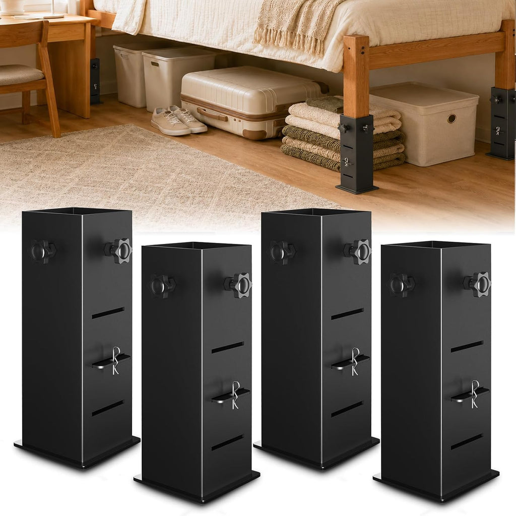 Heavy Duty Dorm Bed Risers, Adjustable Bed Leg Extenders, 2", 4", 6"