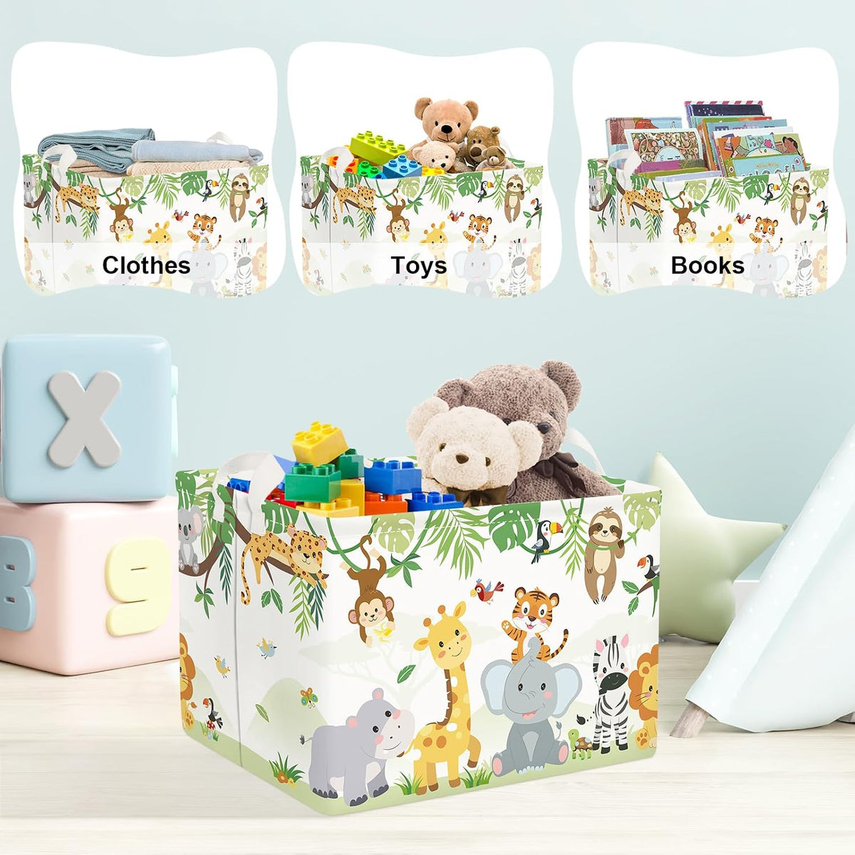Clasty Animal Kid Storage Basket Foldable Laundry Hamper, 36L Tiger