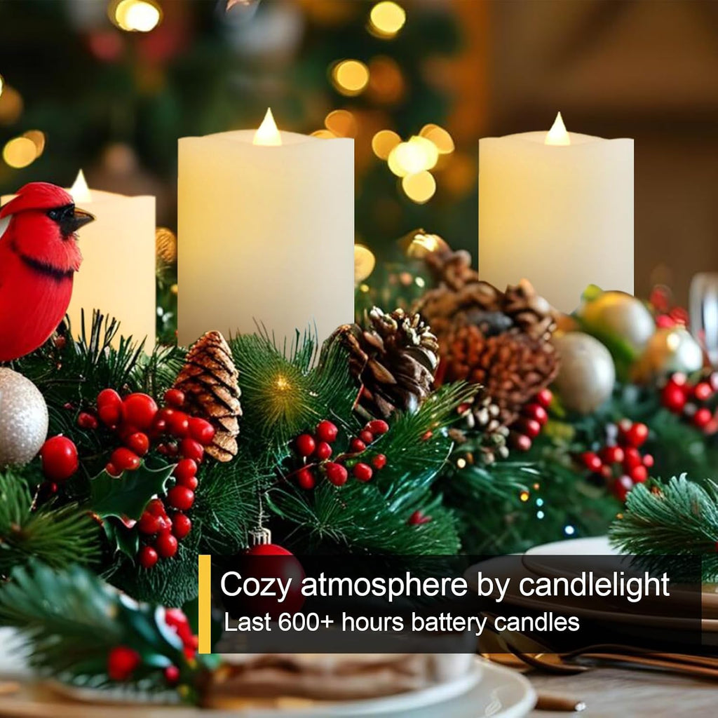 3x4 Flameless Candles with Remote Set of 2, 4 inch Battery Candles Flickering with Timer, LED Pillar Candle for Indoor/Outdoor, White