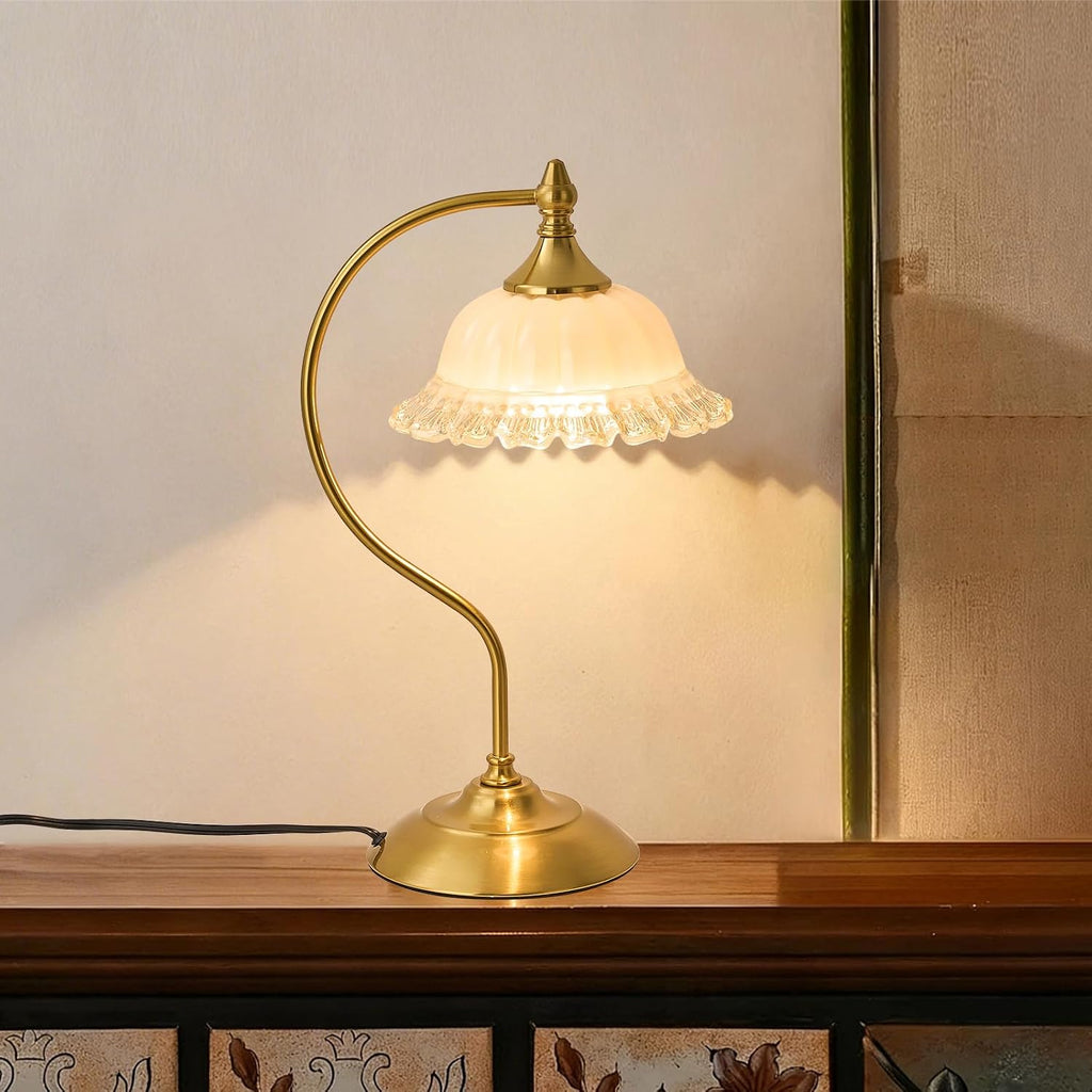 Vintage Table Lamp for Living Room Glass Flower Lamp Stained Glass Beside Table Lamp