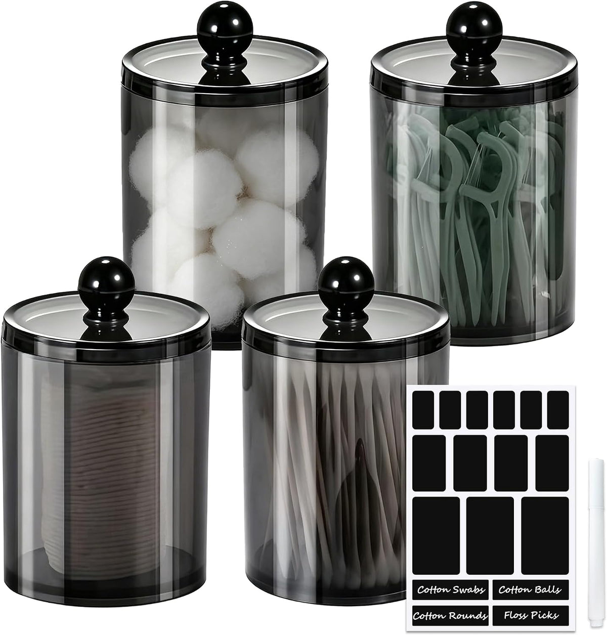 4 Pack 10 oz Cotton Round Holder Dispenser Set