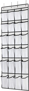 SAVERHO Over the Door Shoe Organizer, Hanging Shoe Organizer with 24 Mesh Large Pockets Door Shoe Rack Organizer for Men Women Kids Hanging Shoe Storage Bag.(White)