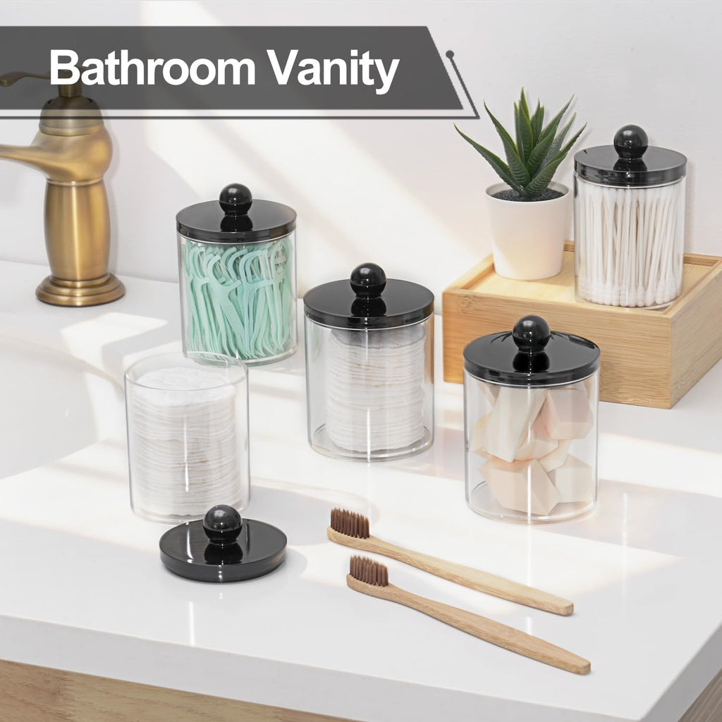 SheeChung 3 Pack 10oz Acrylic Qtip Holder Dispenser for Bathroom