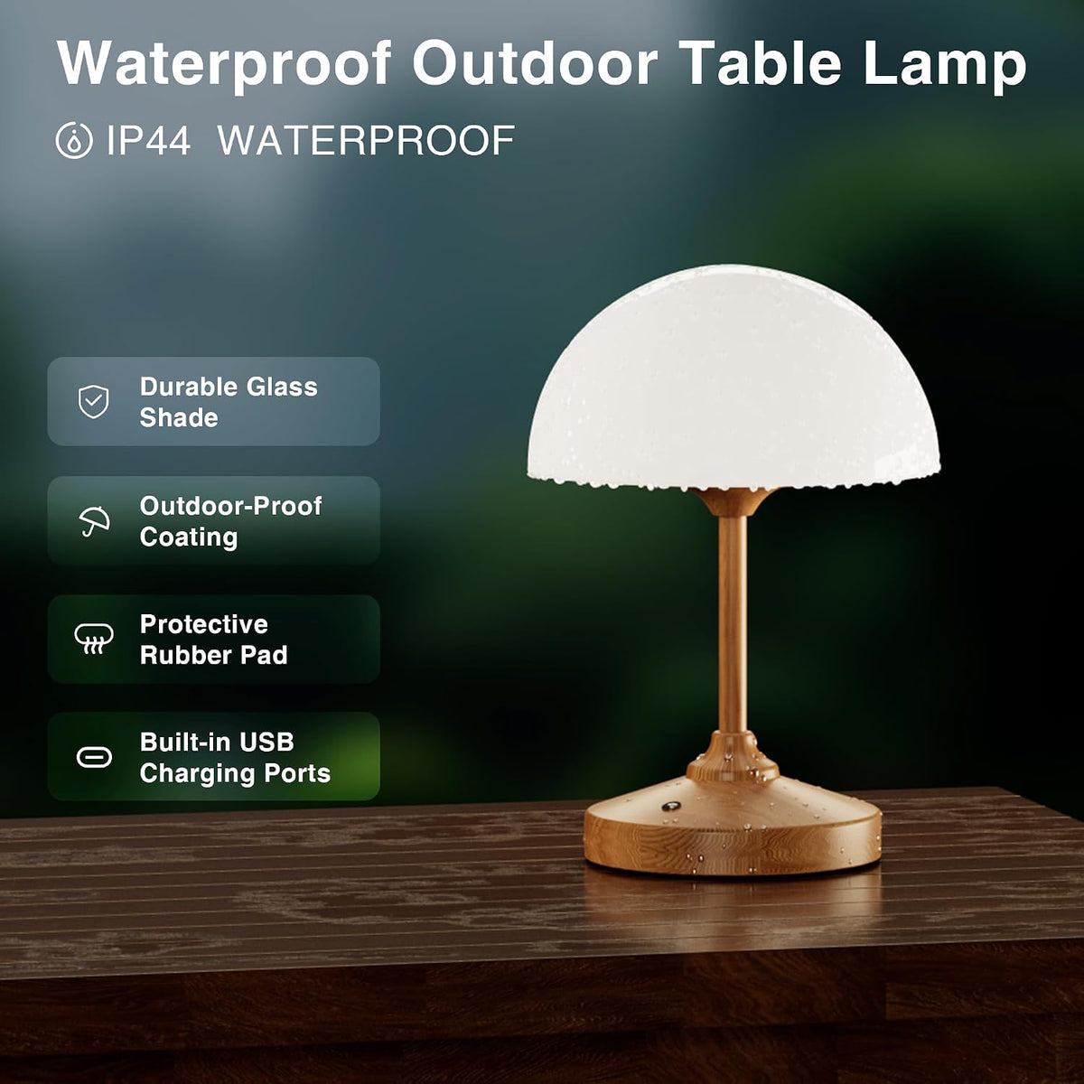 Dawnwake Mushroom Lamp Cordless Lamp for Bedroom-Shower Lamp Waterproof