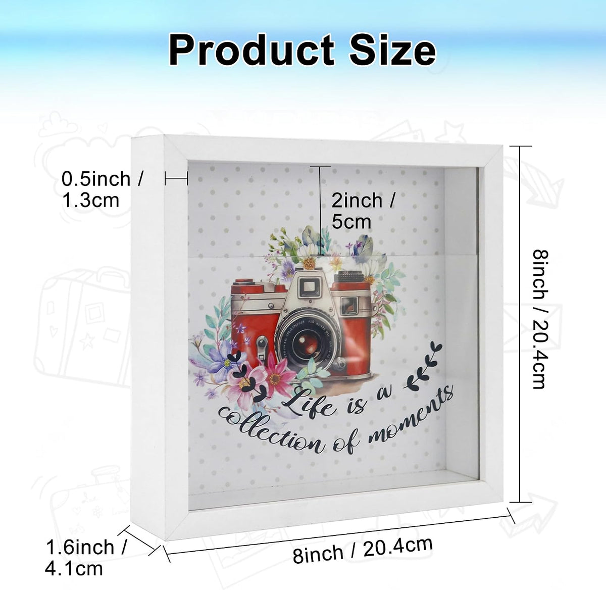 FramePro 8x8 Travel Memory Shadow Box with Slot (White)
