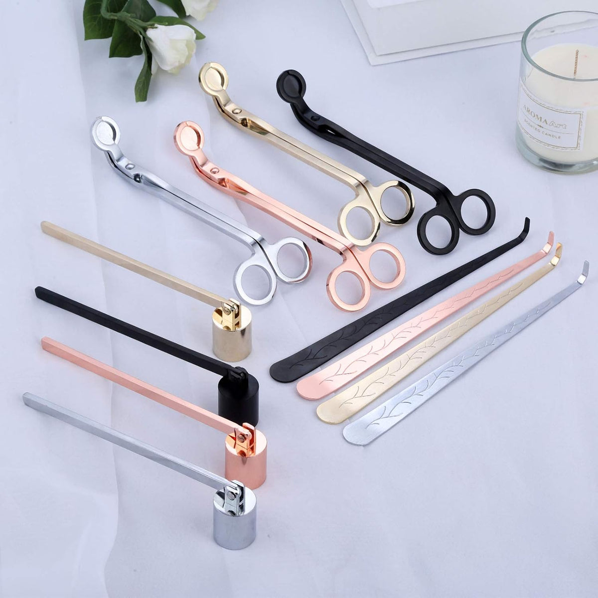 3 in 1 Candle Wick Trimmer Set, Snuffer, Dipper, Cutter, Silver