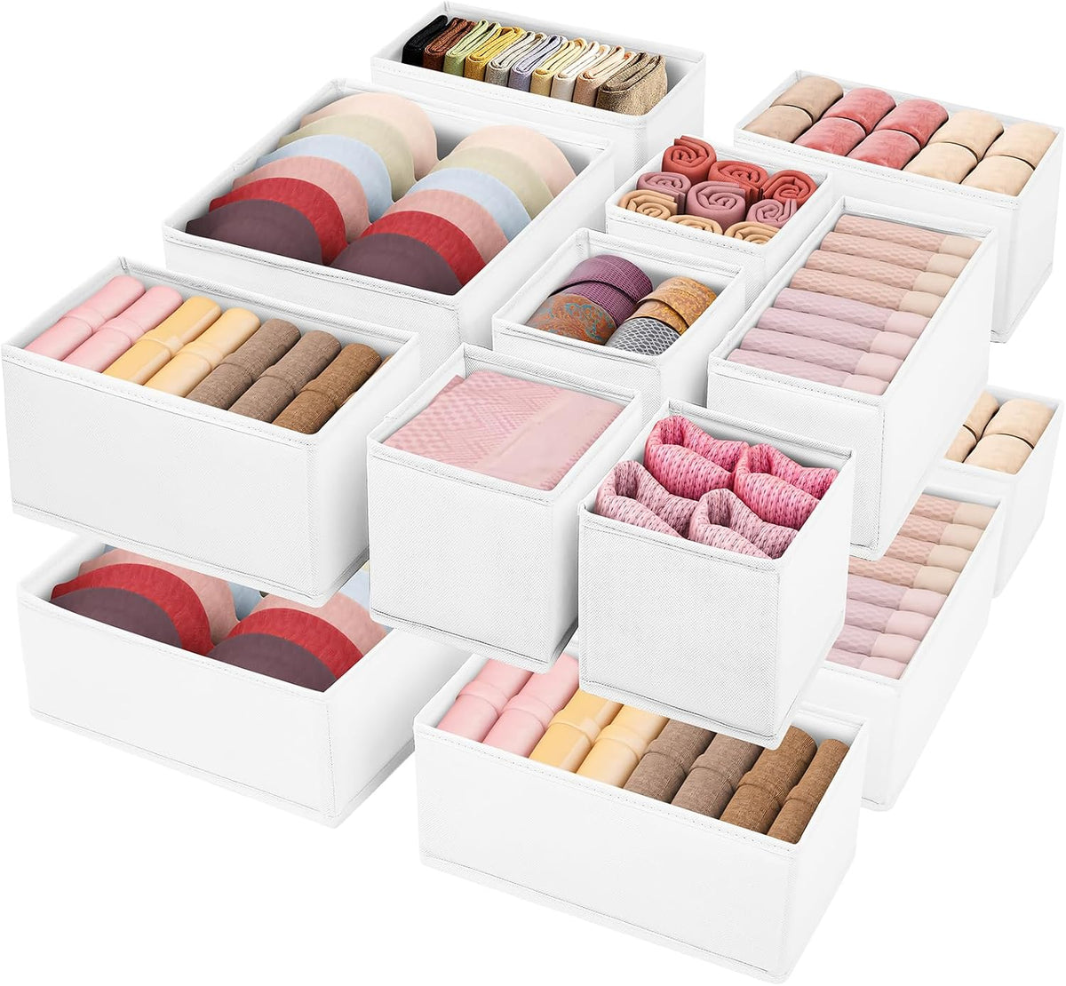 Drawer Clothing Organizer 16-Pack, White Underwear Dividers