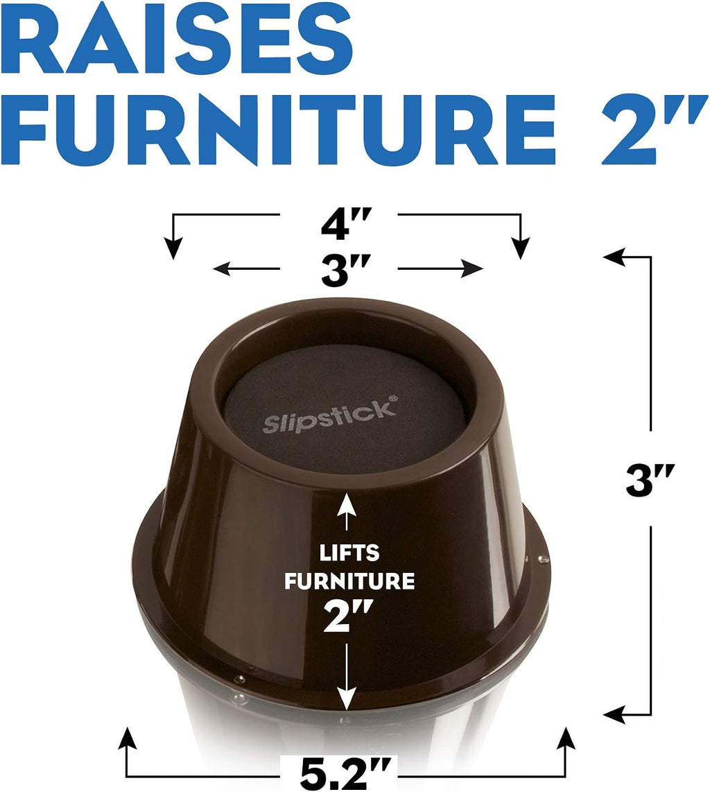 Slipstick CB654 2 Inch Lift Furniture Risers / Bed Risers, Adds 2" Height to Heavy Furniture or Beds (Set of 4) Supports 2,000 lbs,Chocolate/Dark Brown