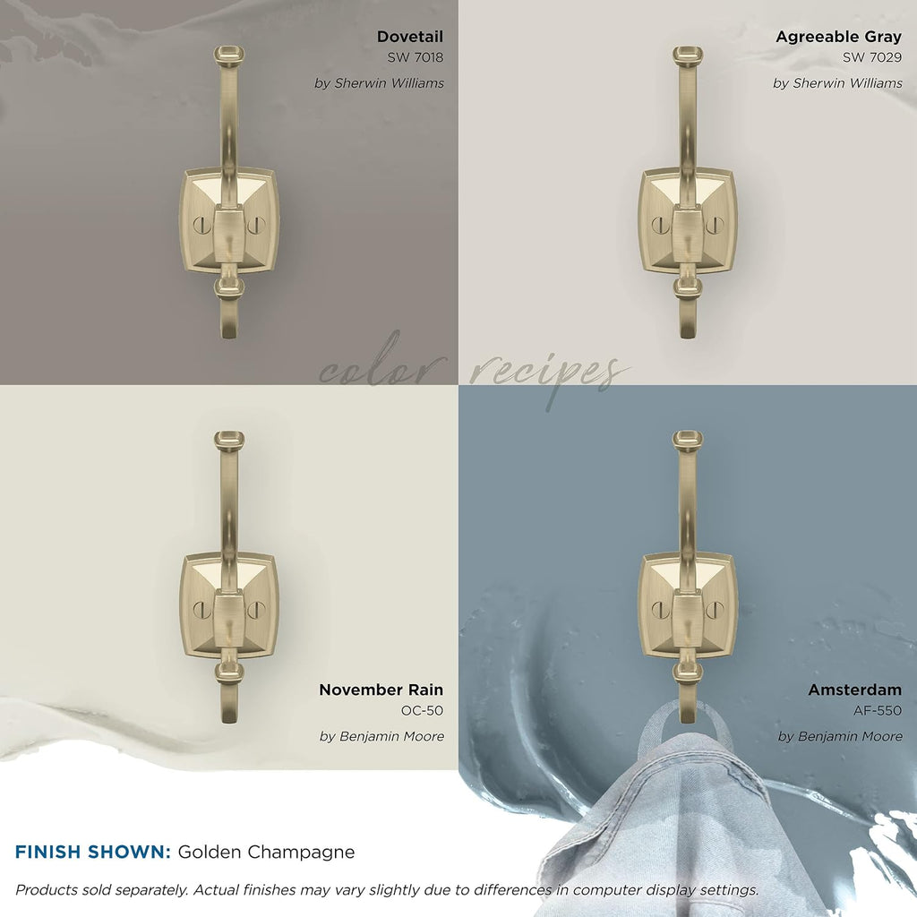 Amerock Kinsale Double Prong Golden Champagne Wall-Mounted Hook