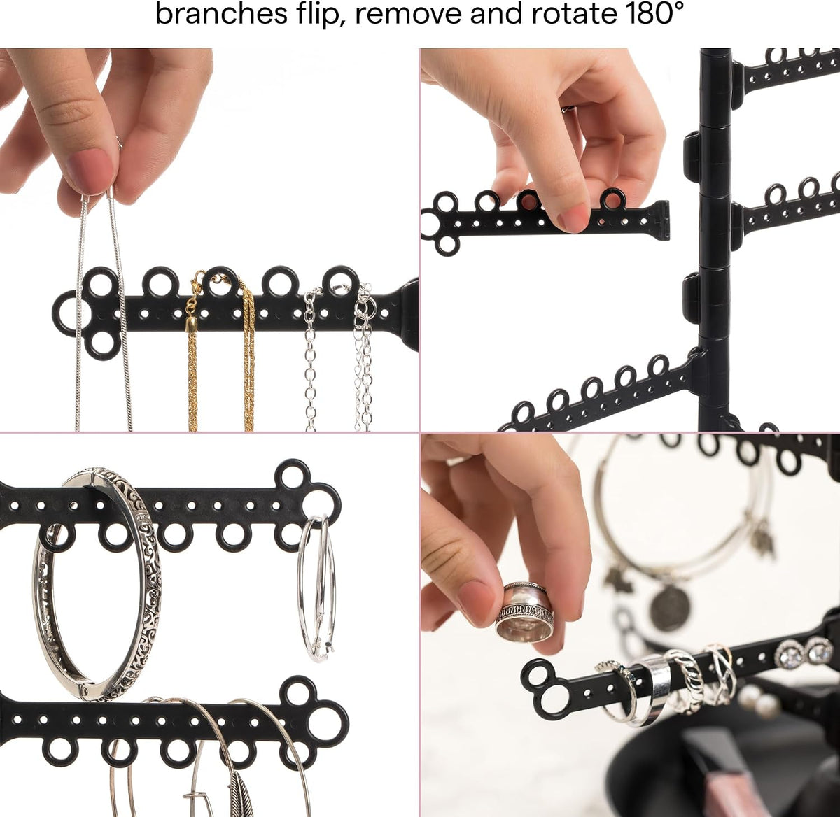 12-Tier Hanging Wall Jewelry Organizer, Earring,Necklace,Ring Holder-Black