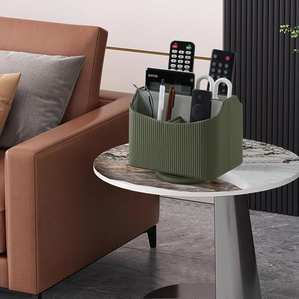 360° Rotating Desk Organizer, Lazy Susan Remote Control Holder, Green