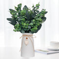 Artificial Silver Dollar Eucalyptus Stems in Vase, Rustic Farmhouse Greenery, Faux Eucalyptus Picks with Baby Eucalyptus & Wooden Heart for Home Décor, Weddings, Bouquets, and Table Centerpieces
