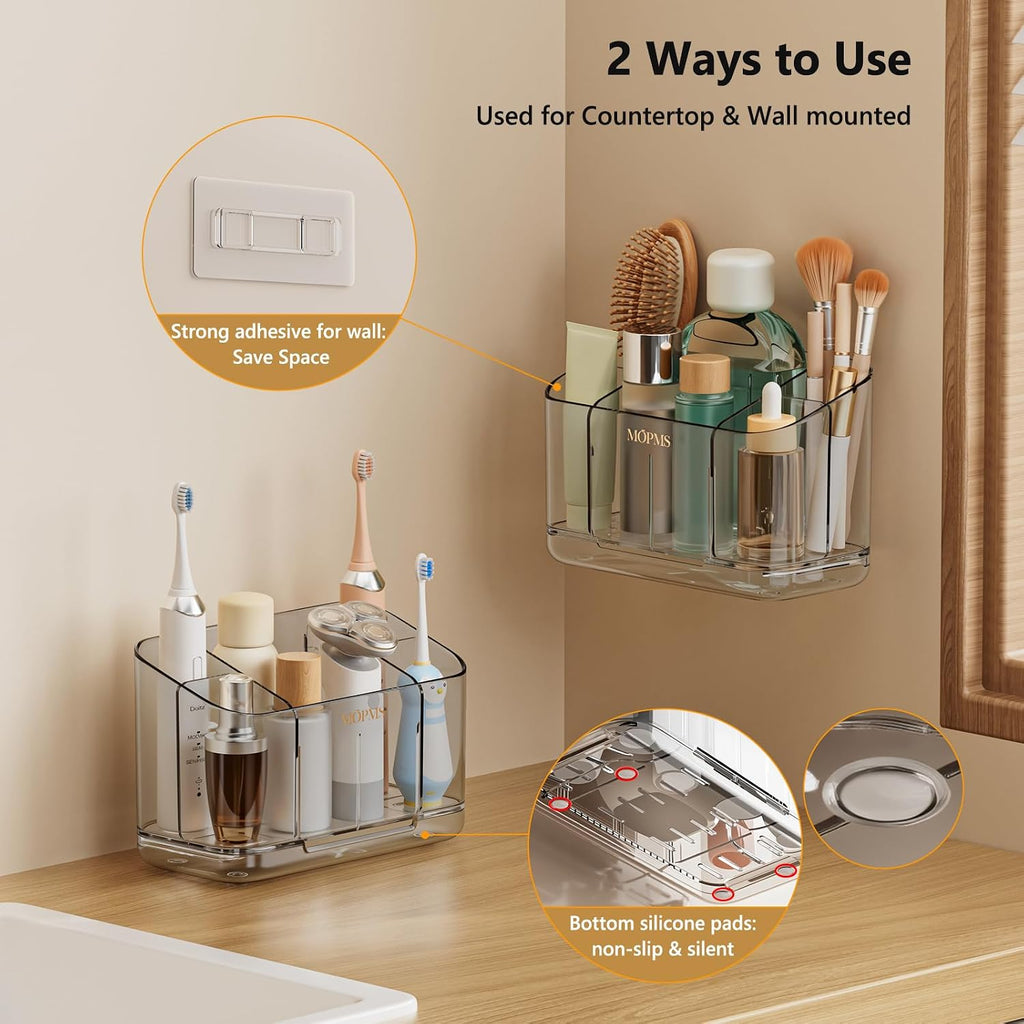 MOPMS Toothbrush Holders for Bathrooms with 5 Slots Adjustable Dividers
