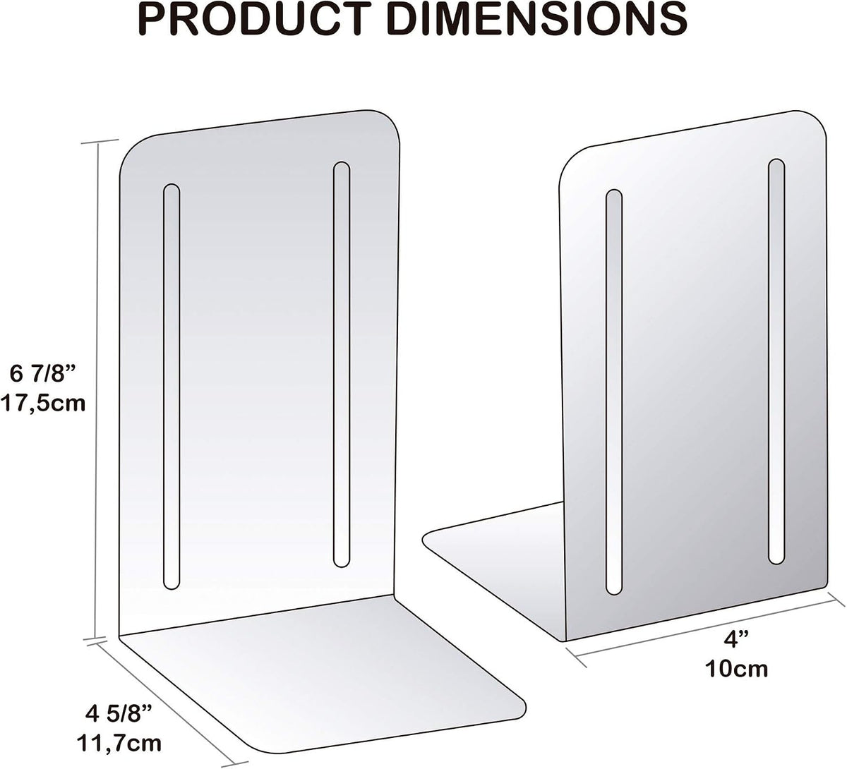 Acrimet Bookends for Shelves, Non-Skid Book Holder, Heavy Duty Book Stopper, Steel Metal Book Ends Storage for Home, Library, 6 7/8" H x 4" W x 4 1/2" D (Deep Blue) (2 Pairs / 2 Pieces)