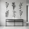 Moxweyeni 6 Pieces Metal Wall Art Minimalist Line Decor Flower Black