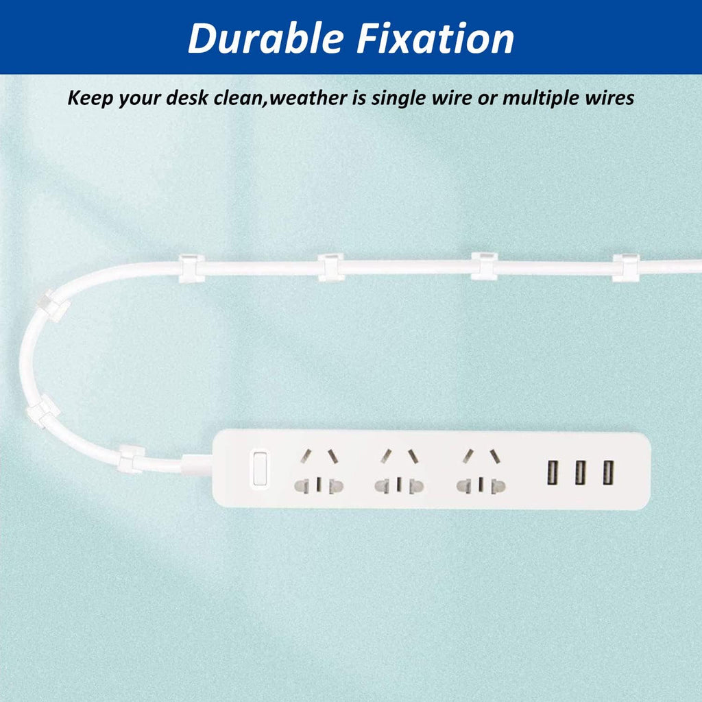 150 PCS Adhesive Cable Wire Clips Black, Outdoor Cable Management Wire Organizer Cord Holder for Under Desk, Car, Wall, TV PC Ethernet Cable (White)