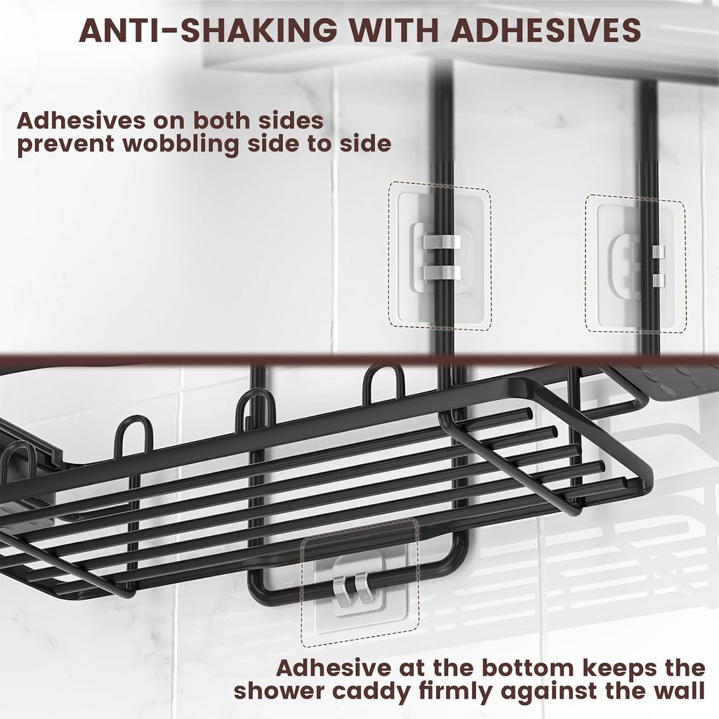 Rustproof Shower Caddy Hanging with Soap Holders for Bathroom, Black
