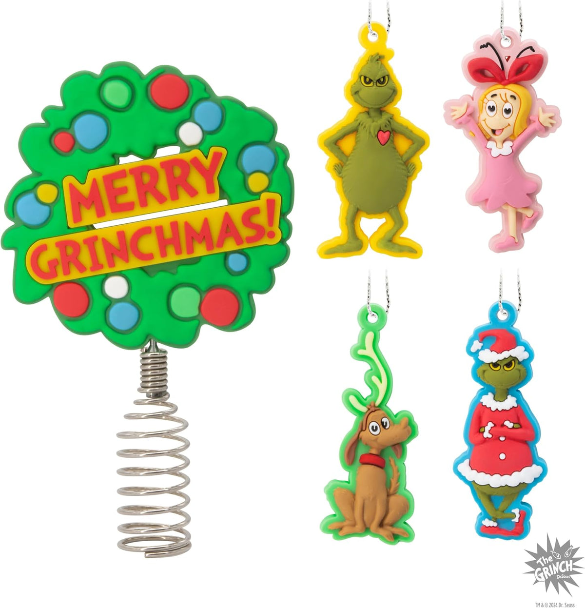 Hallmark Grinch Mini Christmas Tree Topper and Ornaments, Set of 5