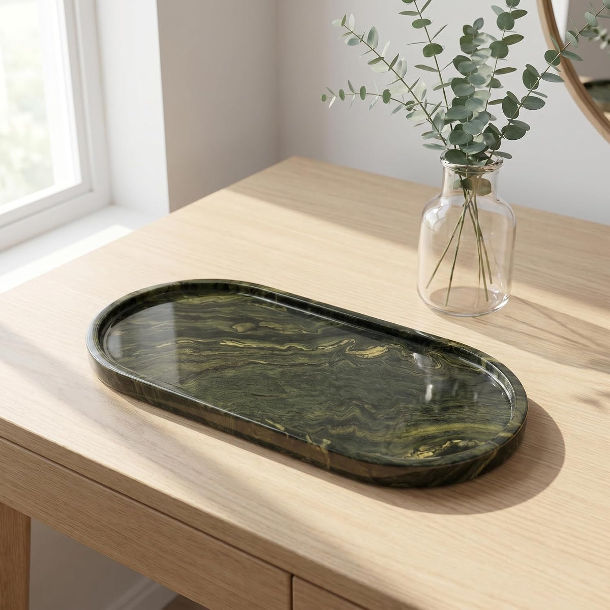Genuine Real Natural Marble Vanity Tray for Bathroom, Dresser, Home Decor