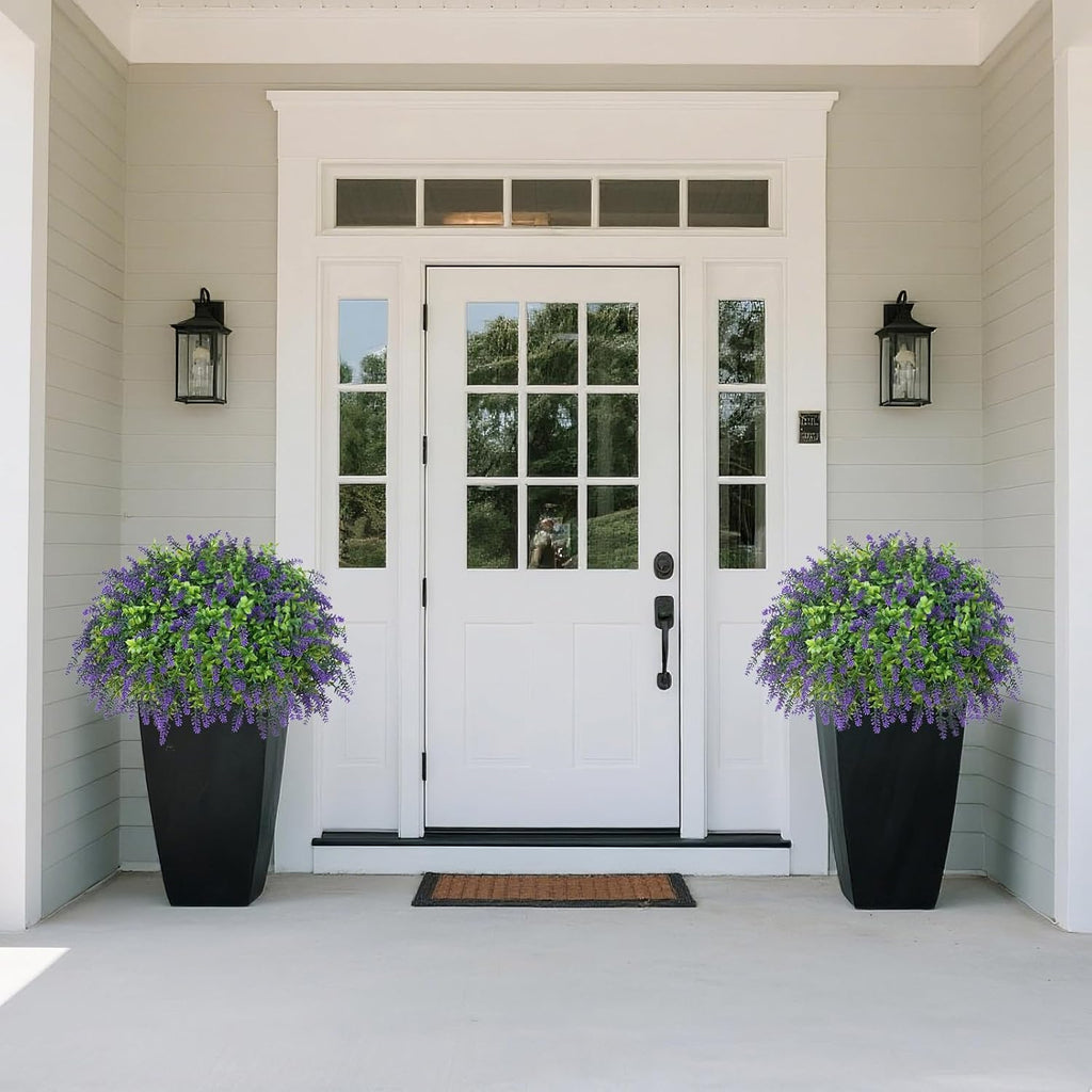 2 Set Artificial Boxwood＆Lavender Topiary Ball Tree for Front Porch(Purple)