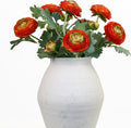 Artificial Ranunculus Flowers with Real Touch Stem, Silk Ranunculus Flowers (Orange, 6pcs)