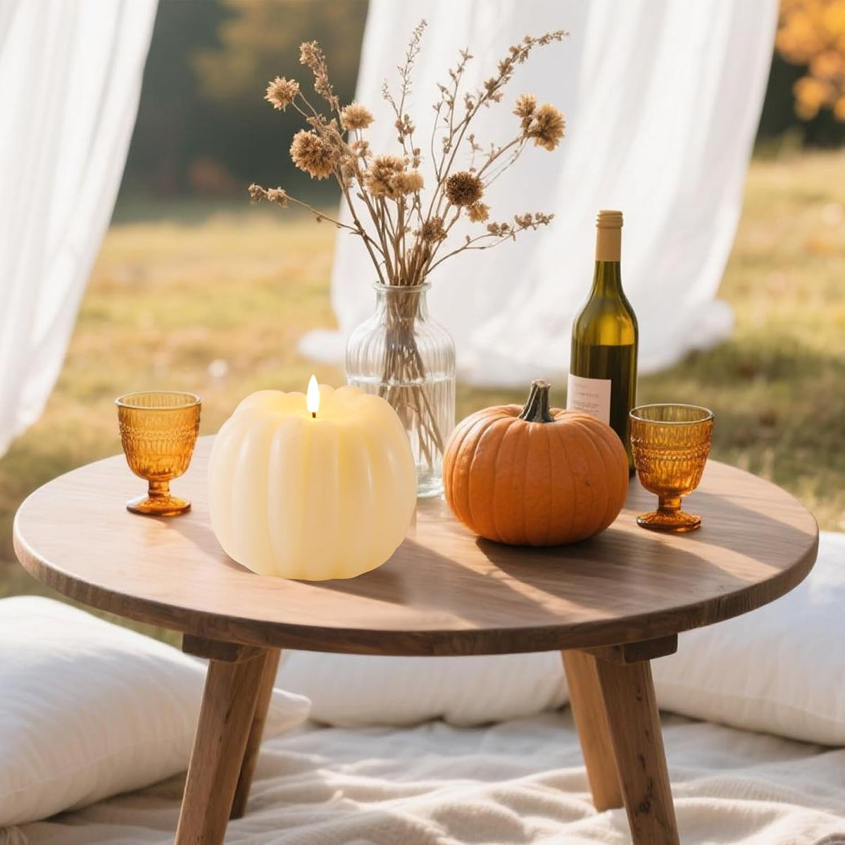 Fall Decor, Fall Decorations for Home, Flameless Pumpkin Candle with Remote