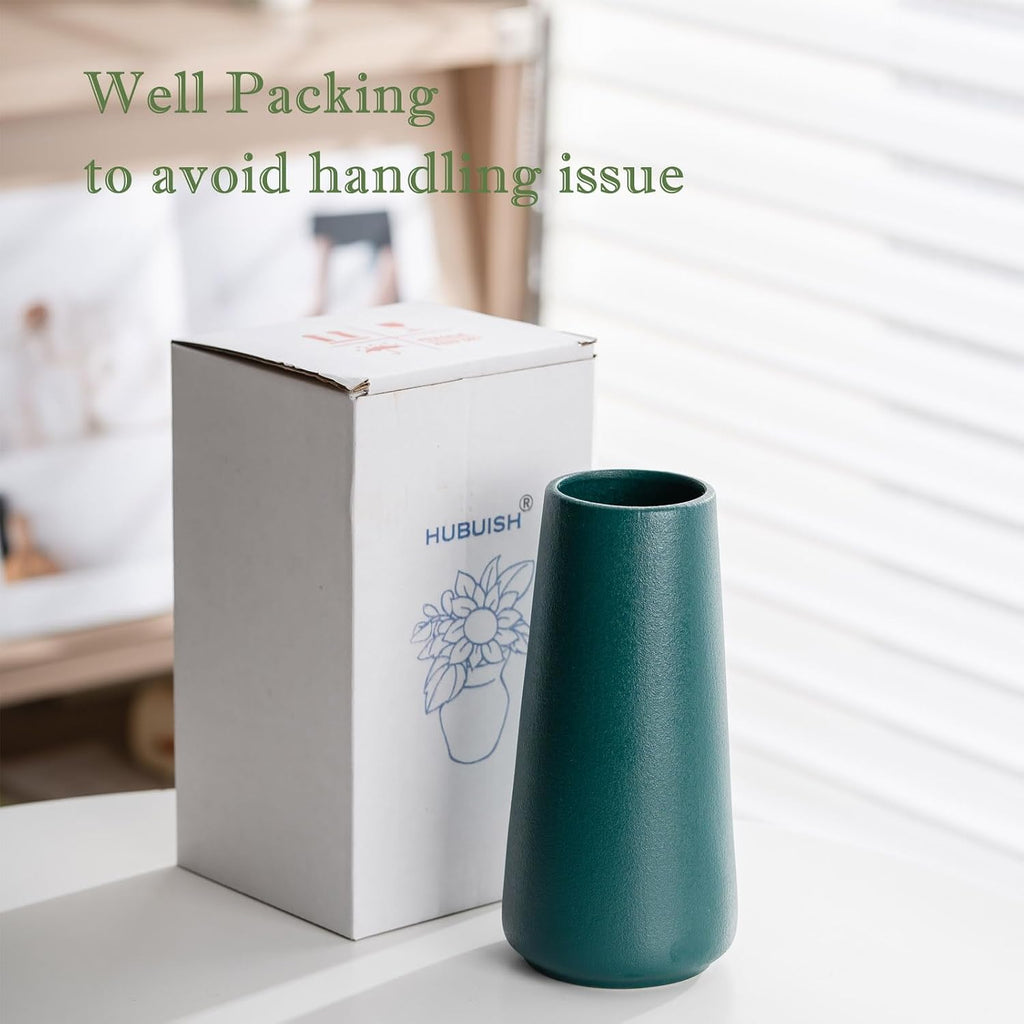 Simple Boho Ceramic Flower Vase for Home Decor (Green,Big)