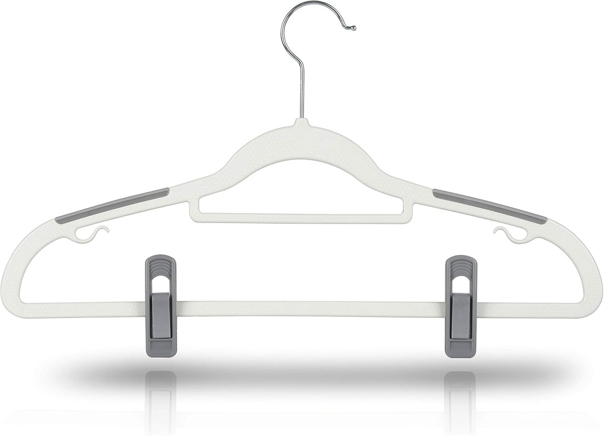 Tinfol 40pc Grey Plastic Hanger Clips - Strong Pinch Grip Clips for Use with Slim-line Clothes Velvet Hangers, Multi-Purpose Finger Clips for Home