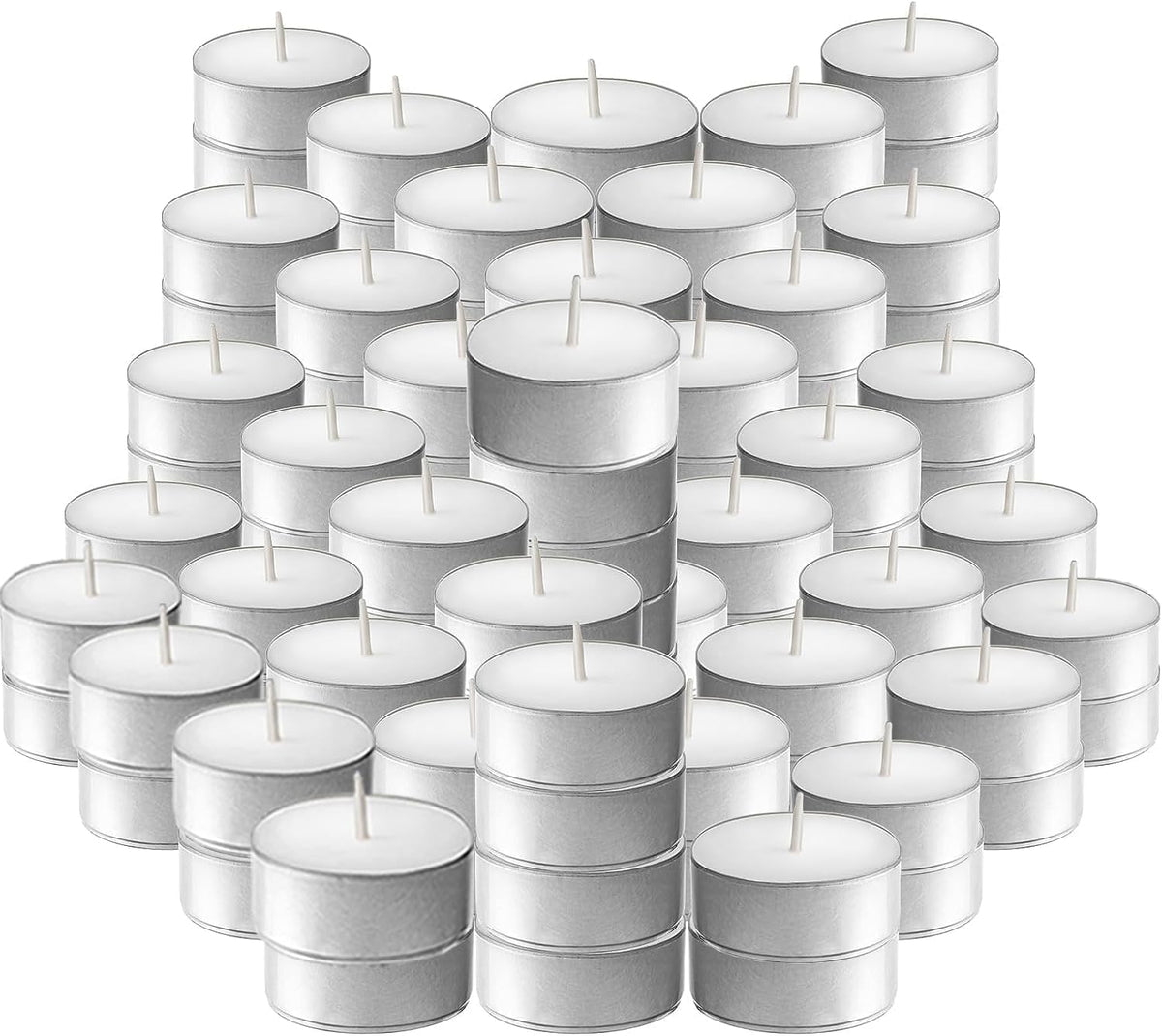 100 Pack 4 Hour Long time Burning,Unscented Tea Lights Candles,White, Smokeless, Dripless,for Weddings, Home, Pool,Shabbat