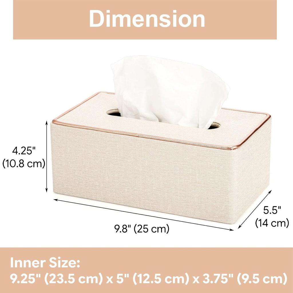 Tosnail Rectangular Leather Tissue Box Cover, 10" x 5.5" x 4.2" Decorative Tissue Box Holder, Tissue Paper Dispenser for Home, Office, Car Decoration
