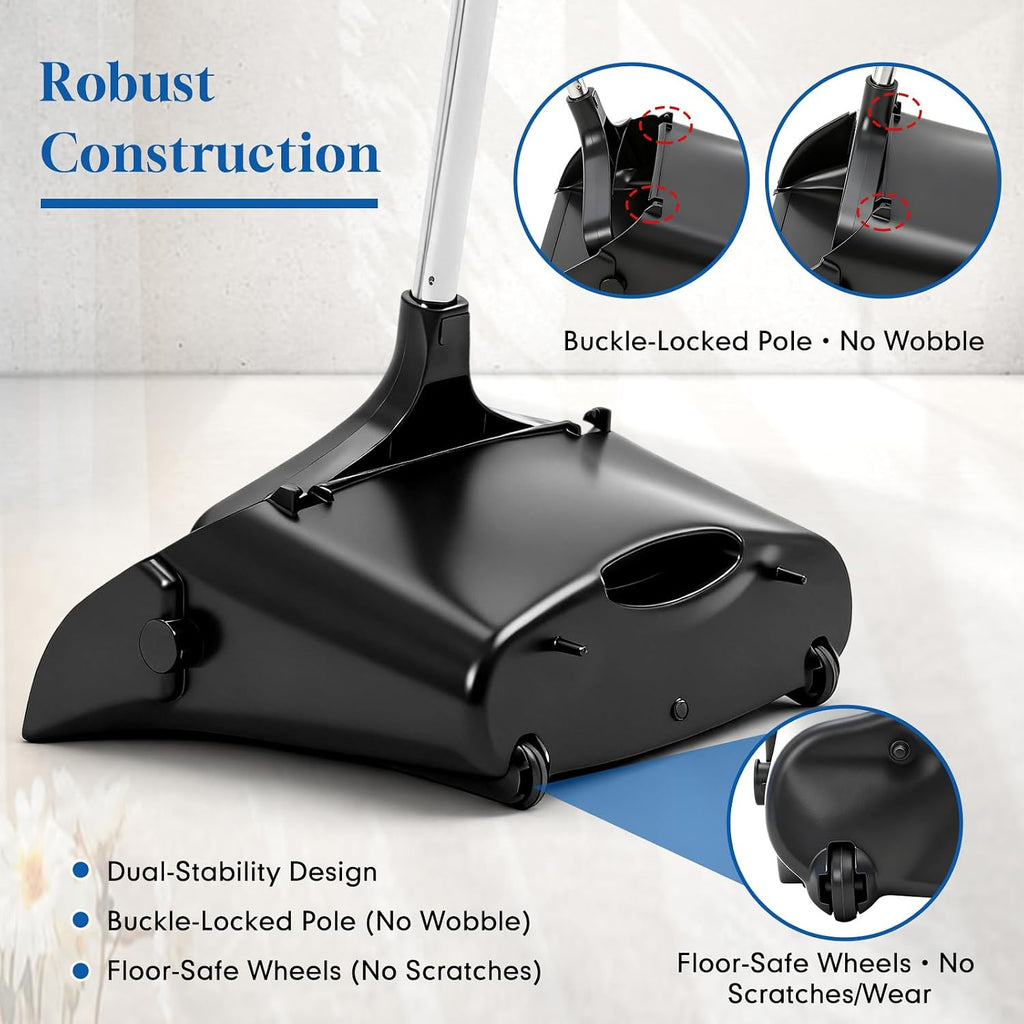 Maxcheck 2 Pcs 37'' Upright Lobby Dust Pan Plastic Bulk, Black