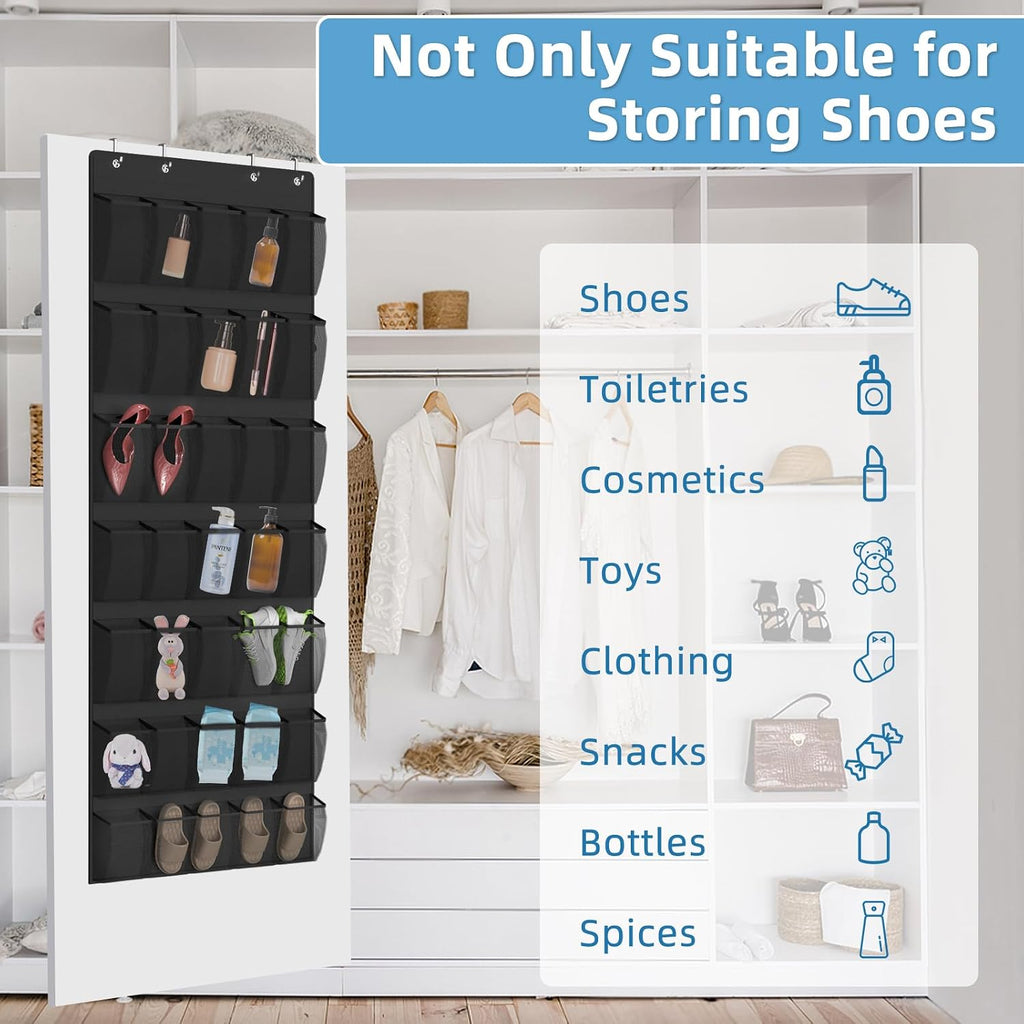 Aisoso 35 Mesh Pockets Hanging Over the Door Shoe Organizer, Black