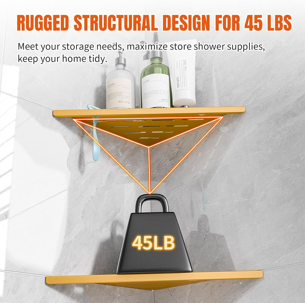 Corner Shower Shelves with Razor Hole, Modern Sturdy Shower Shelves