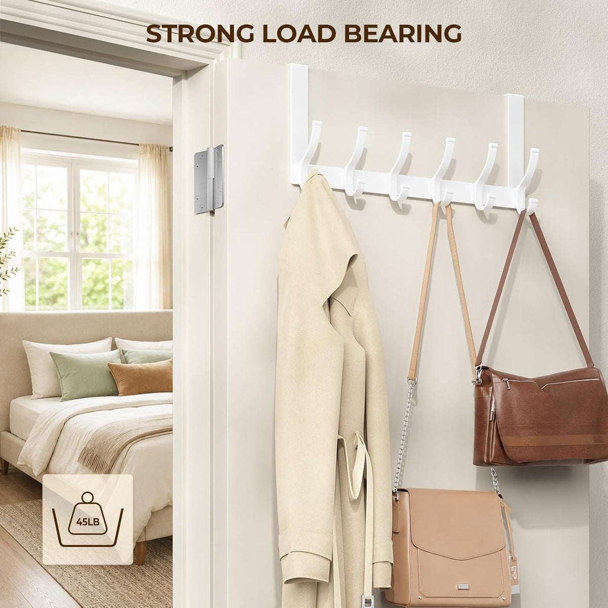 Optish Over The Door Hooks, Door Hanger Hook, Over The Doors Towel Rack for Bathroom, Doors Towel Hanger for Hanging Coats Hats (1Pack, White)