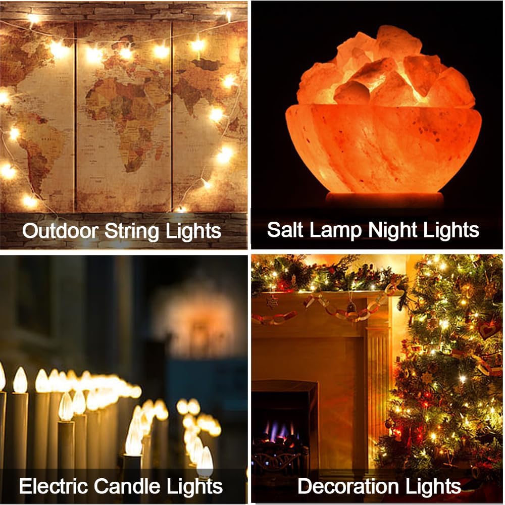 NETEHA 6 Pack C7 Clear 120V Waterproof Led Replacement Christmas Light Bulb