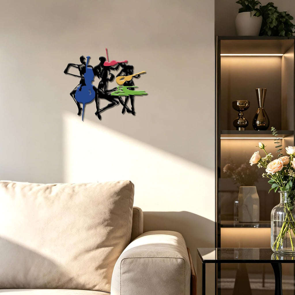 JEWLOVE Music Wall Art, Abstract Colorful Band Metal Wall Decor